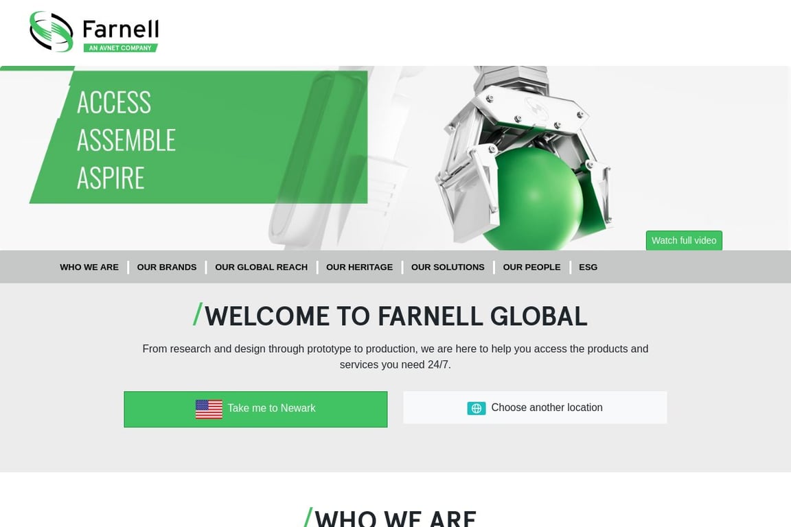 Farnell homepage