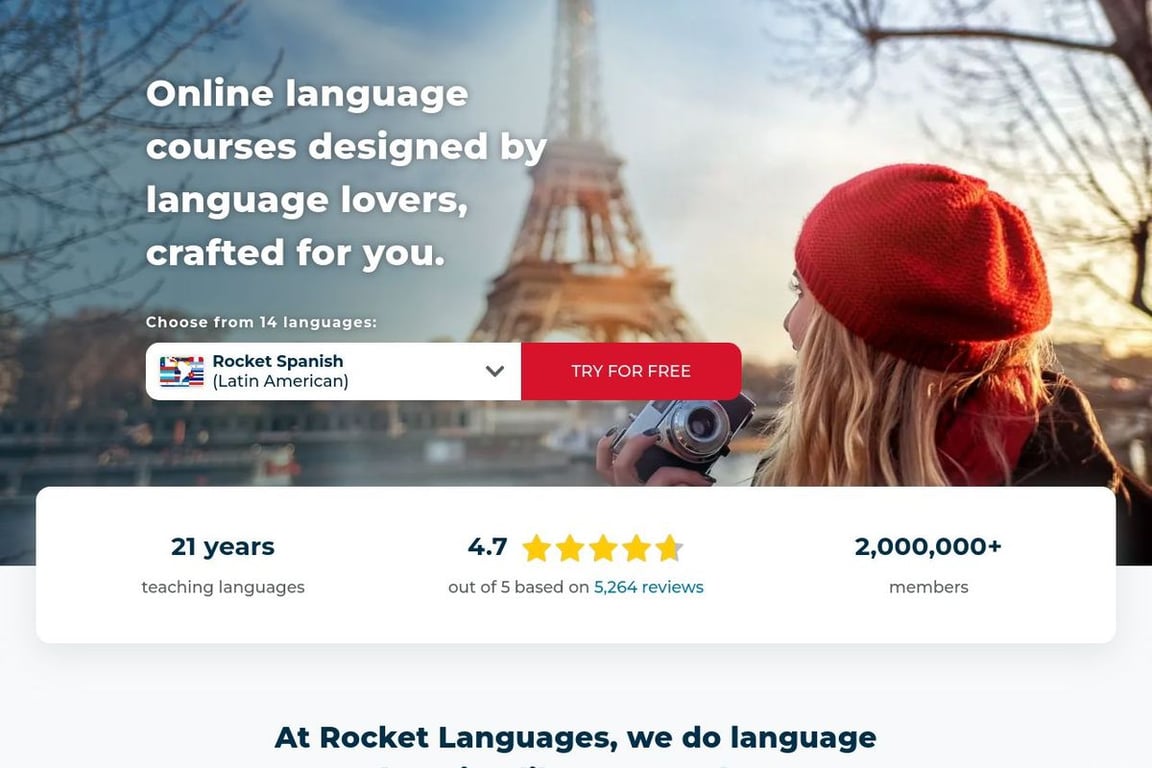 Rocket Languages homepage