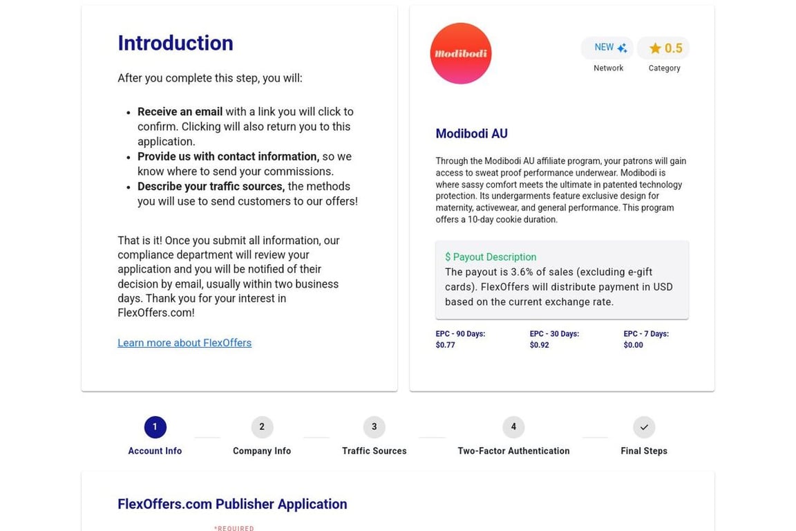 Modibodi AU affiliate program signup page