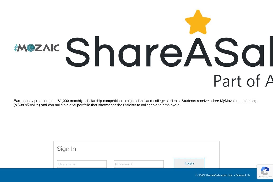 MyMozaic affiliate program signup page