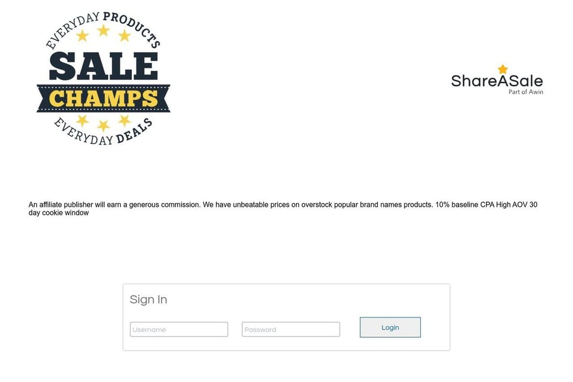 Salechamps affiliate program signup page