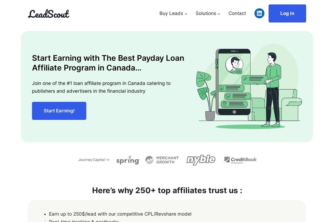LeadScout affiliate program signup page