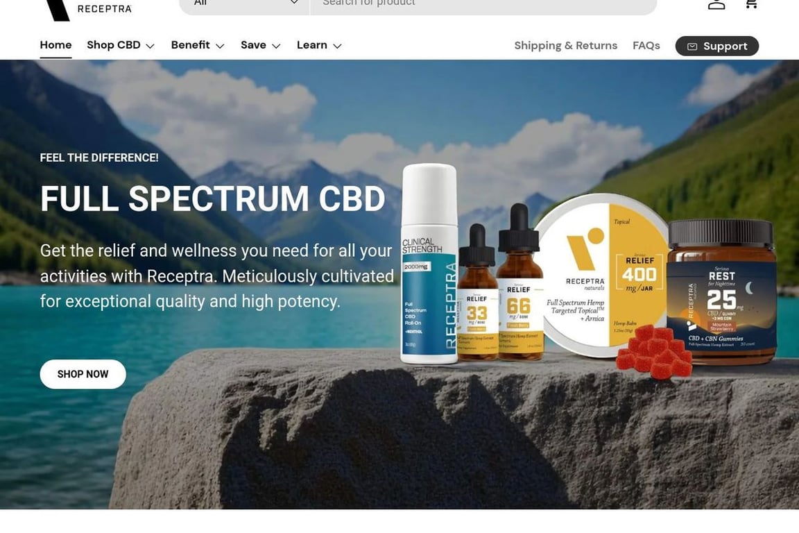Receptra Naturals homepage