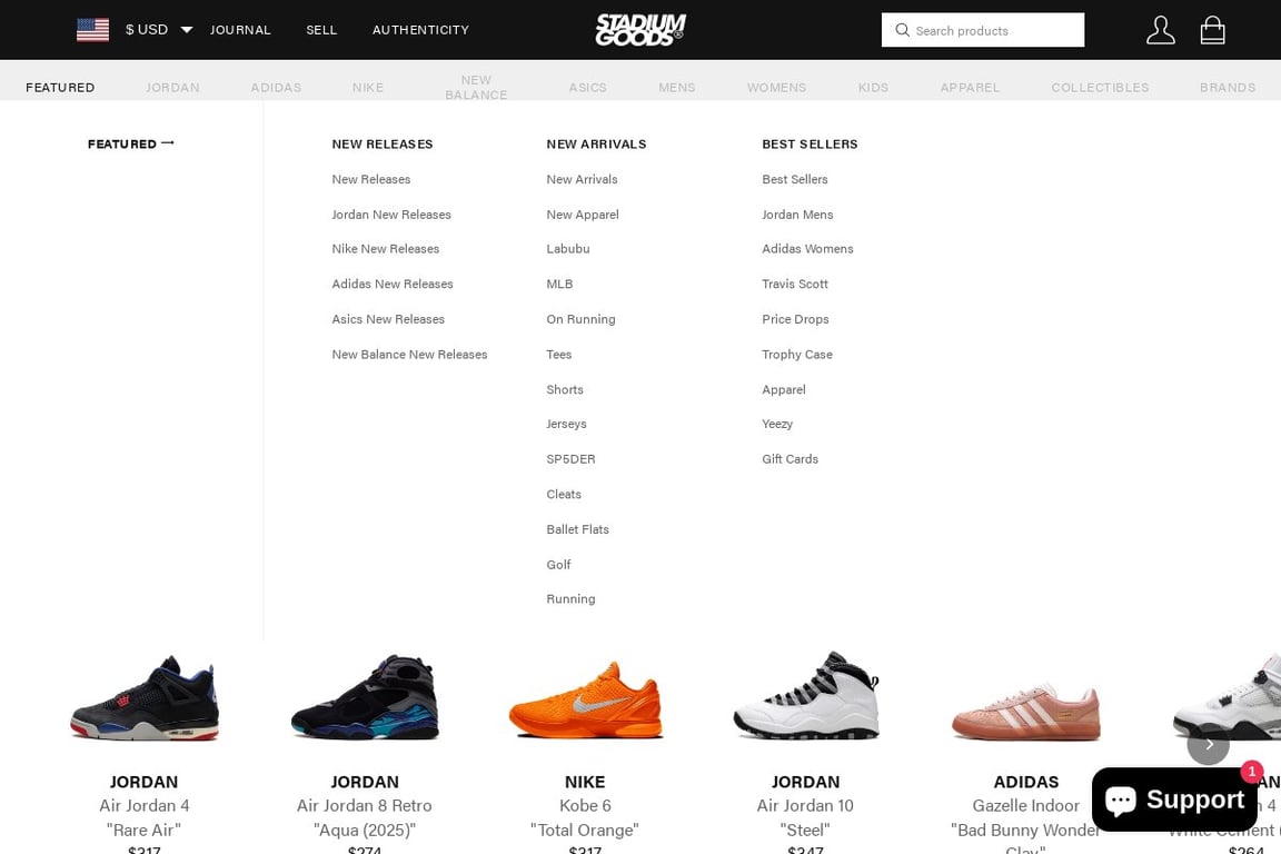 Stadium Goods homepage
