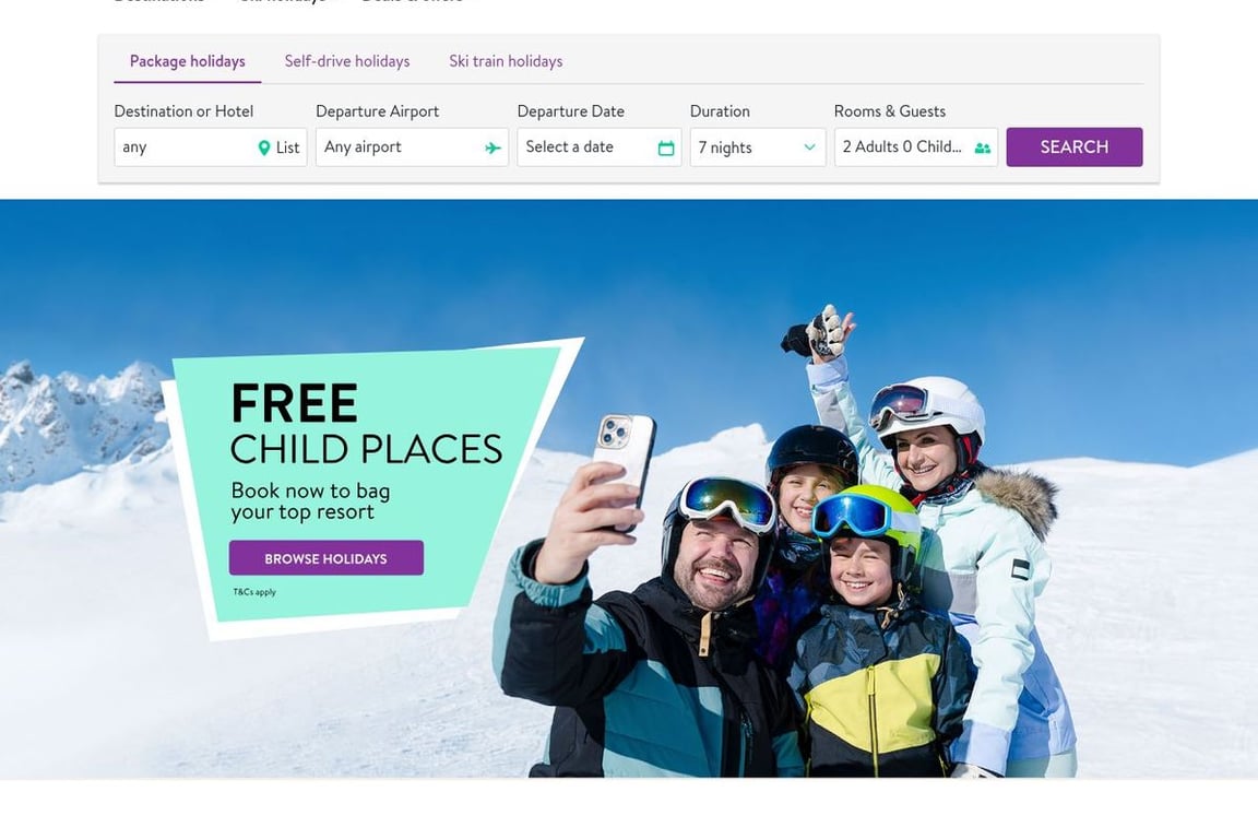 Crystal Ski Holidays homepage
