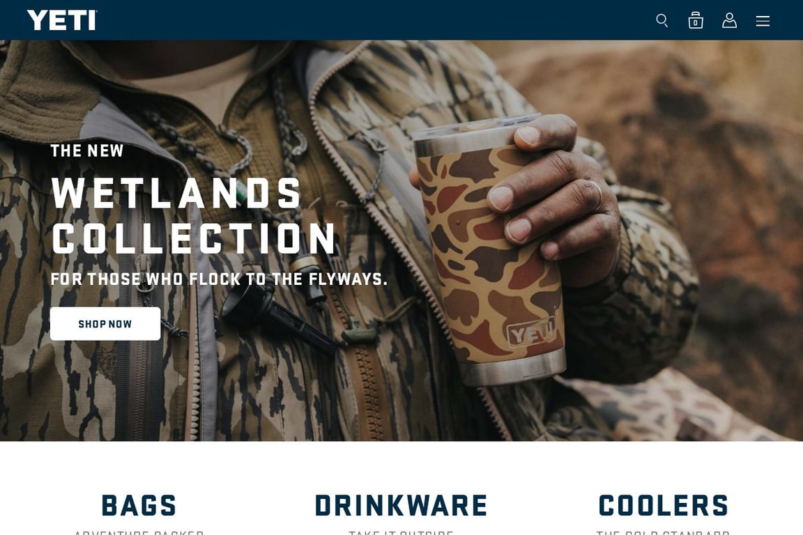 YETI homepage