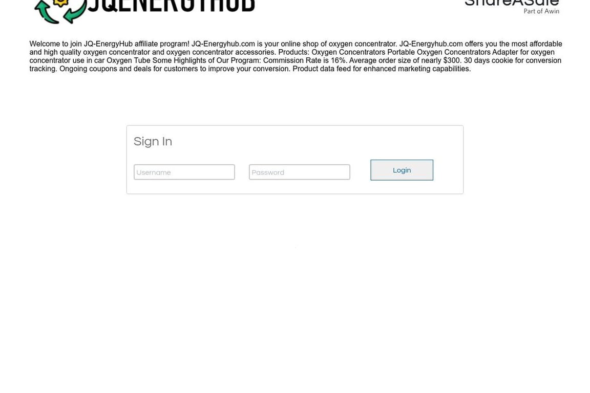 JQ-EnergyHub affiliate program signup page