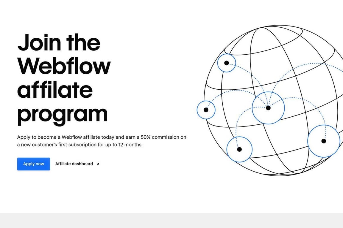 Webflow affiliate program signup page