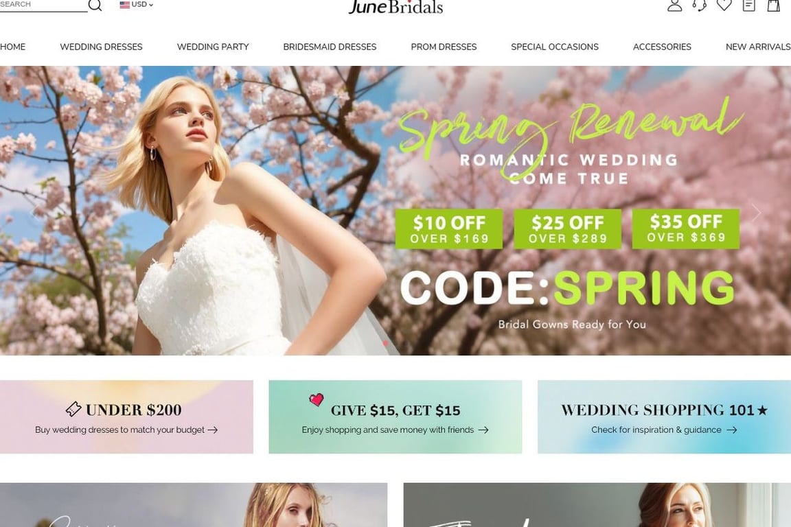June Bridals homepage