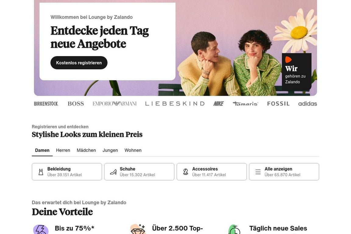 Zalando Lounge DE homepage