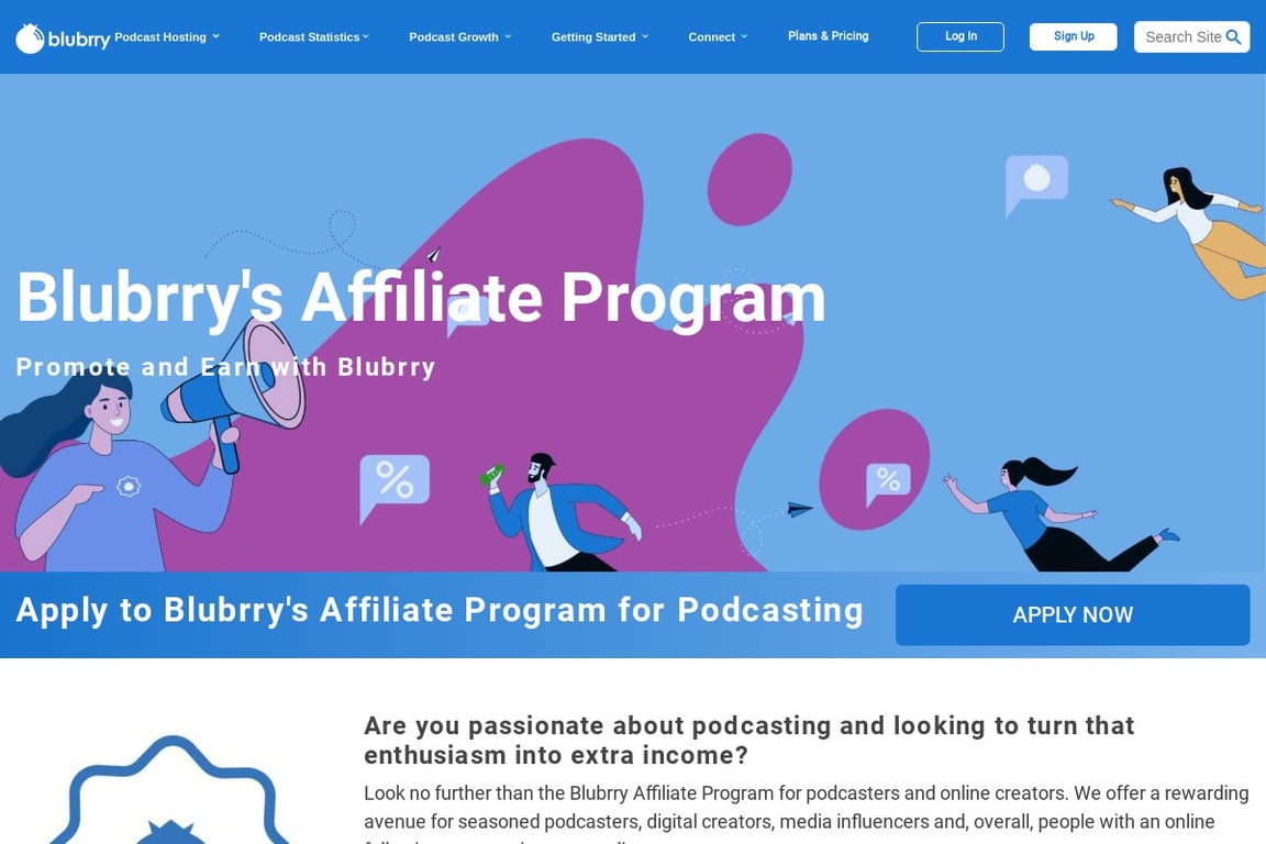 Blubrry affiliate program signup page