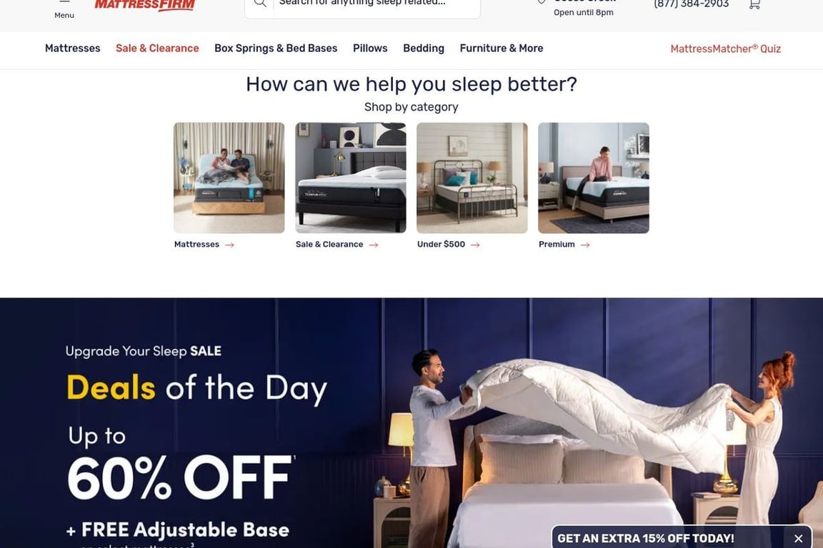 Mattress Firm homepage