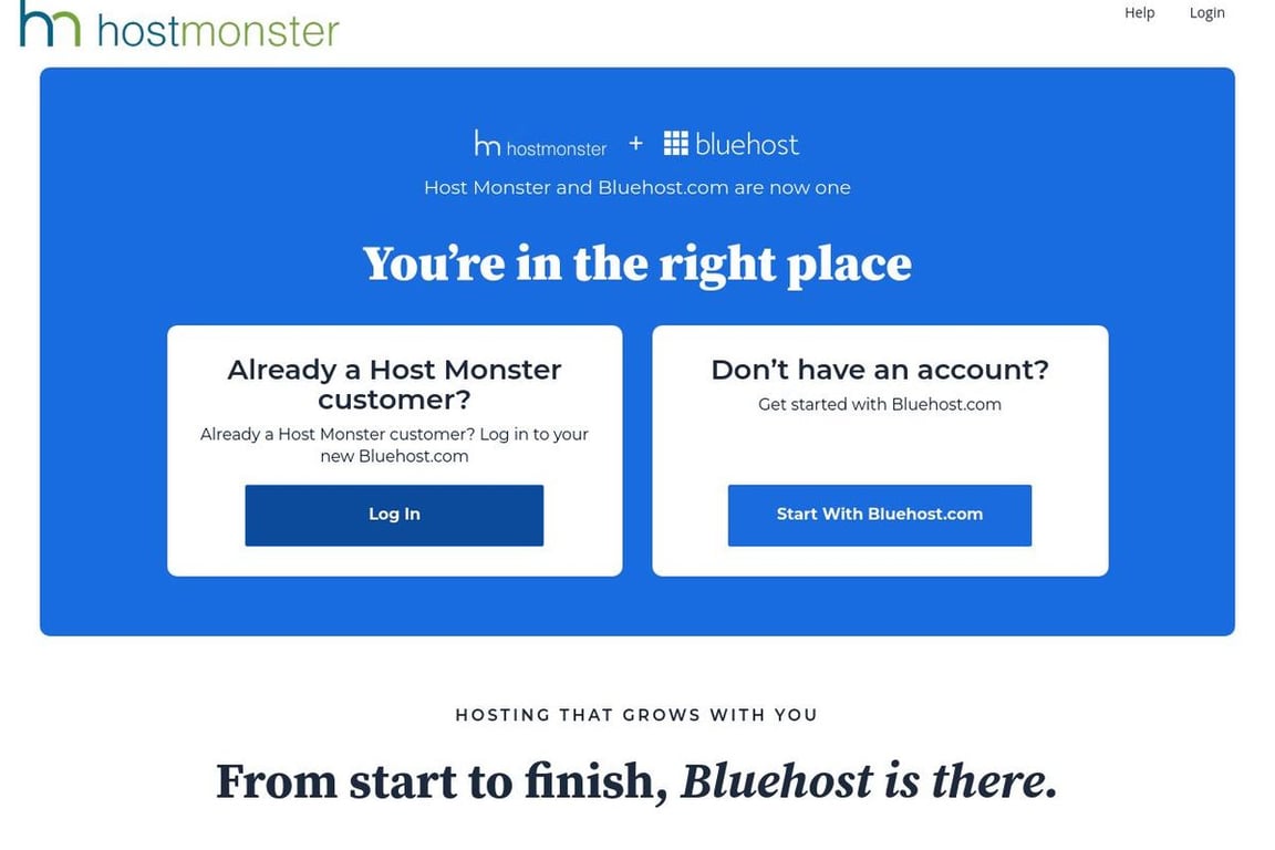 HostMonster.com homepage