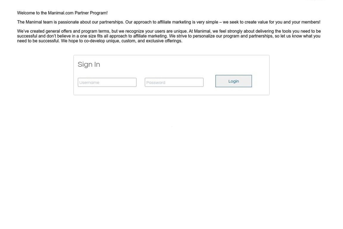 MANIMAL affiliate program signup page