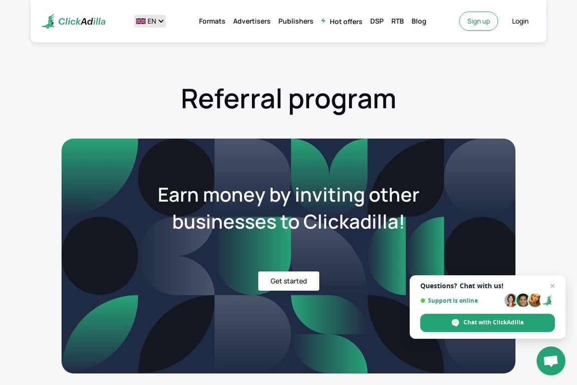 ClickAdilla affiliate program signup page