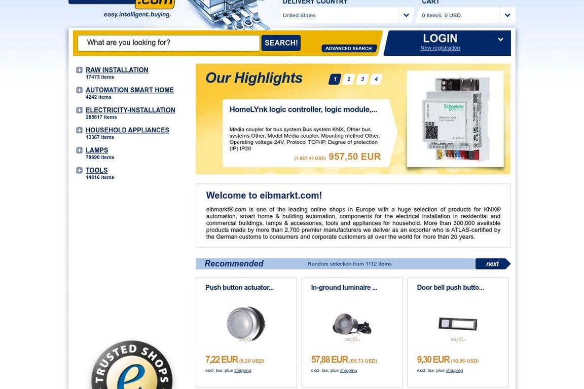Eibmarkt.com homepage