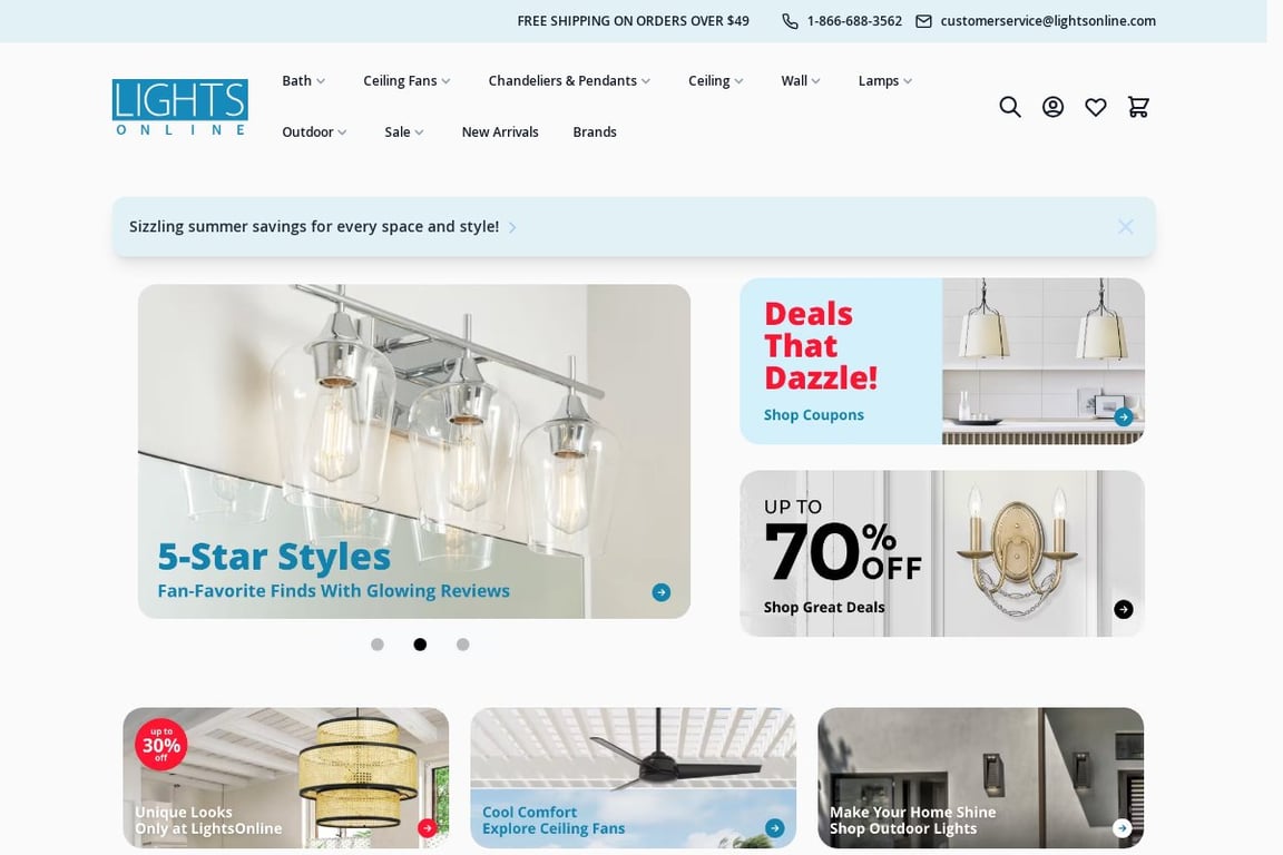 LightsOnline.com homepage