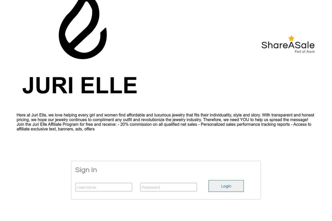 Juri Elle affiliate program signup page