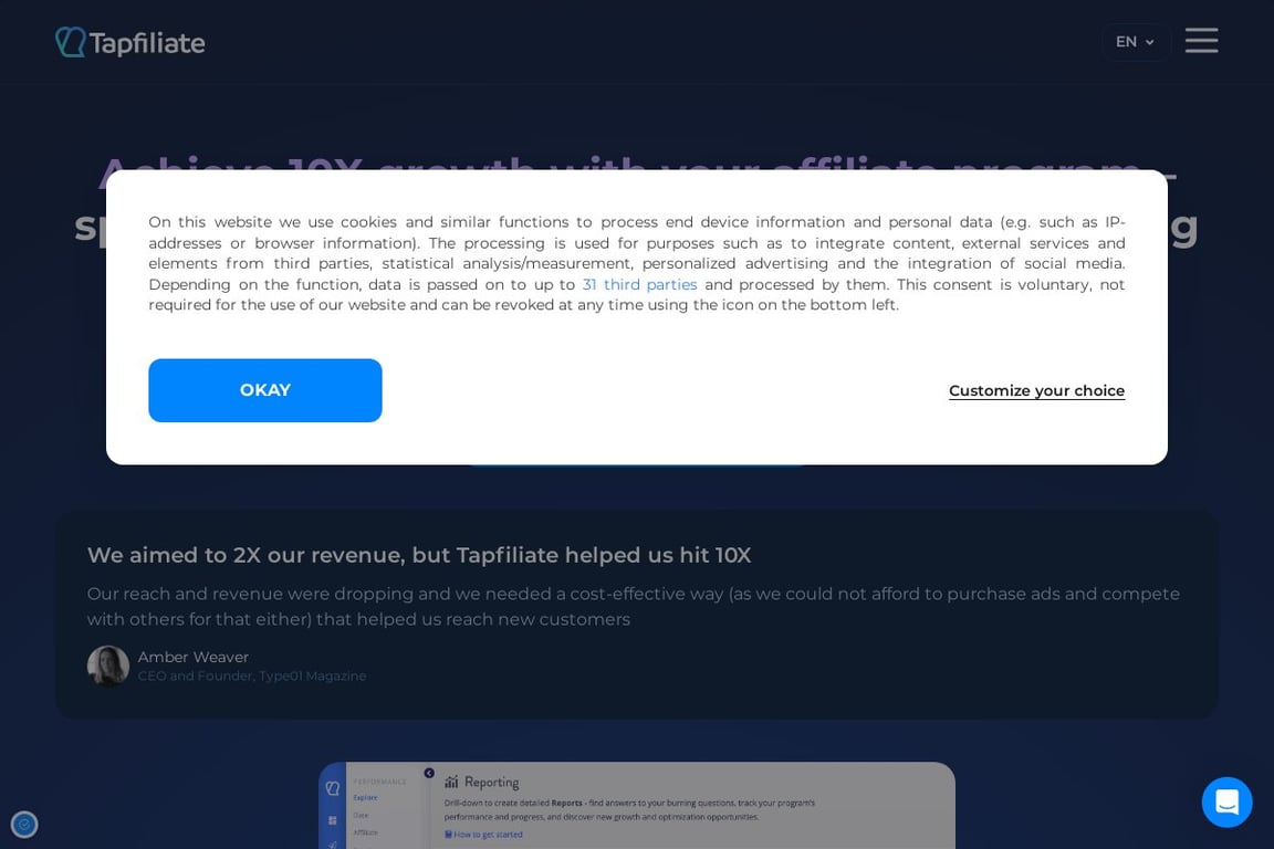 Tapfiliate homepage