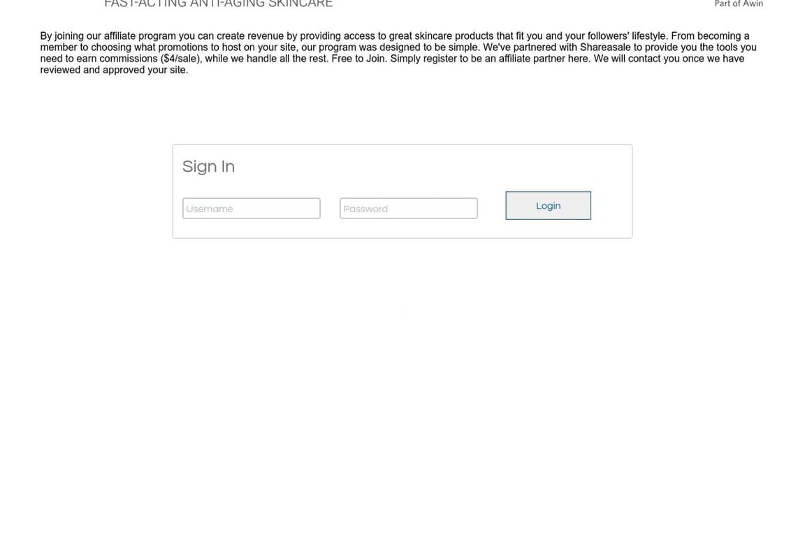 ScienceSerum affiliate program signup page