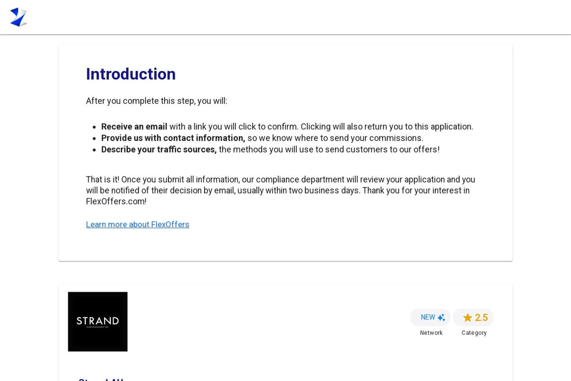 Strandbags affiliate program signup page