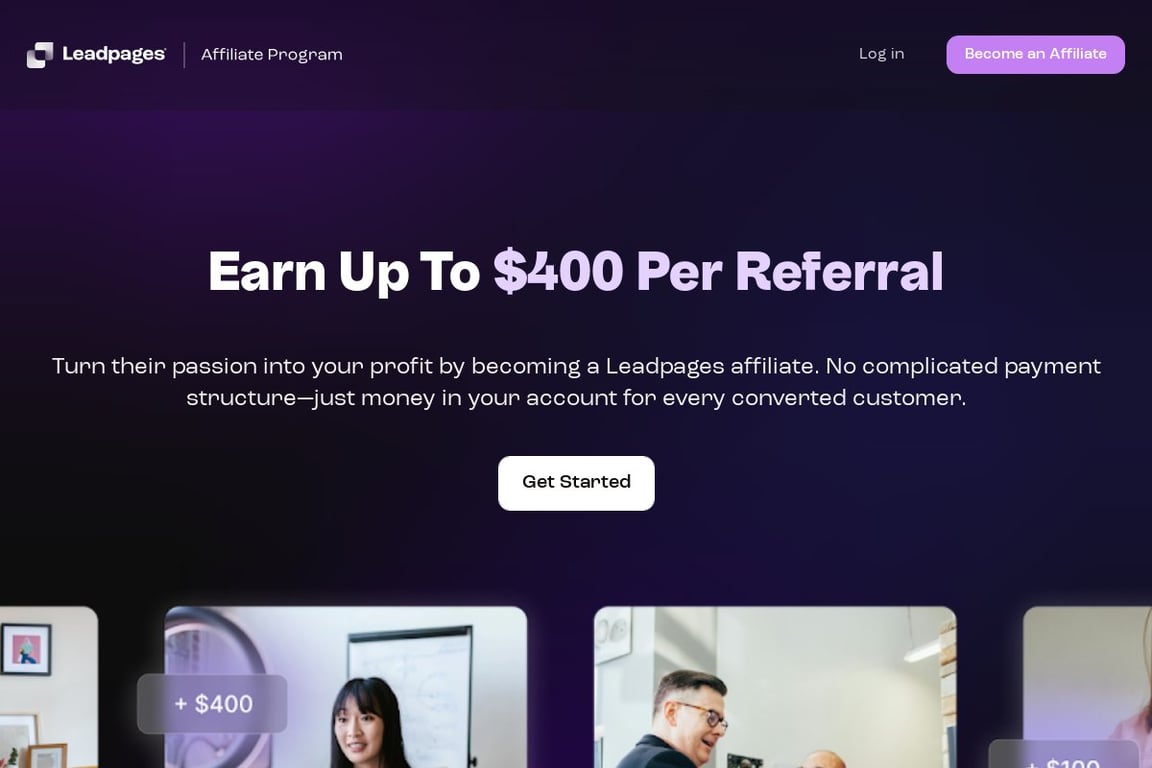 Leadpages affiliate program signup page