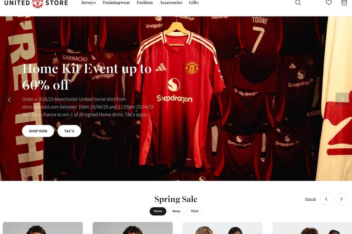 Manchester United Direct homepage