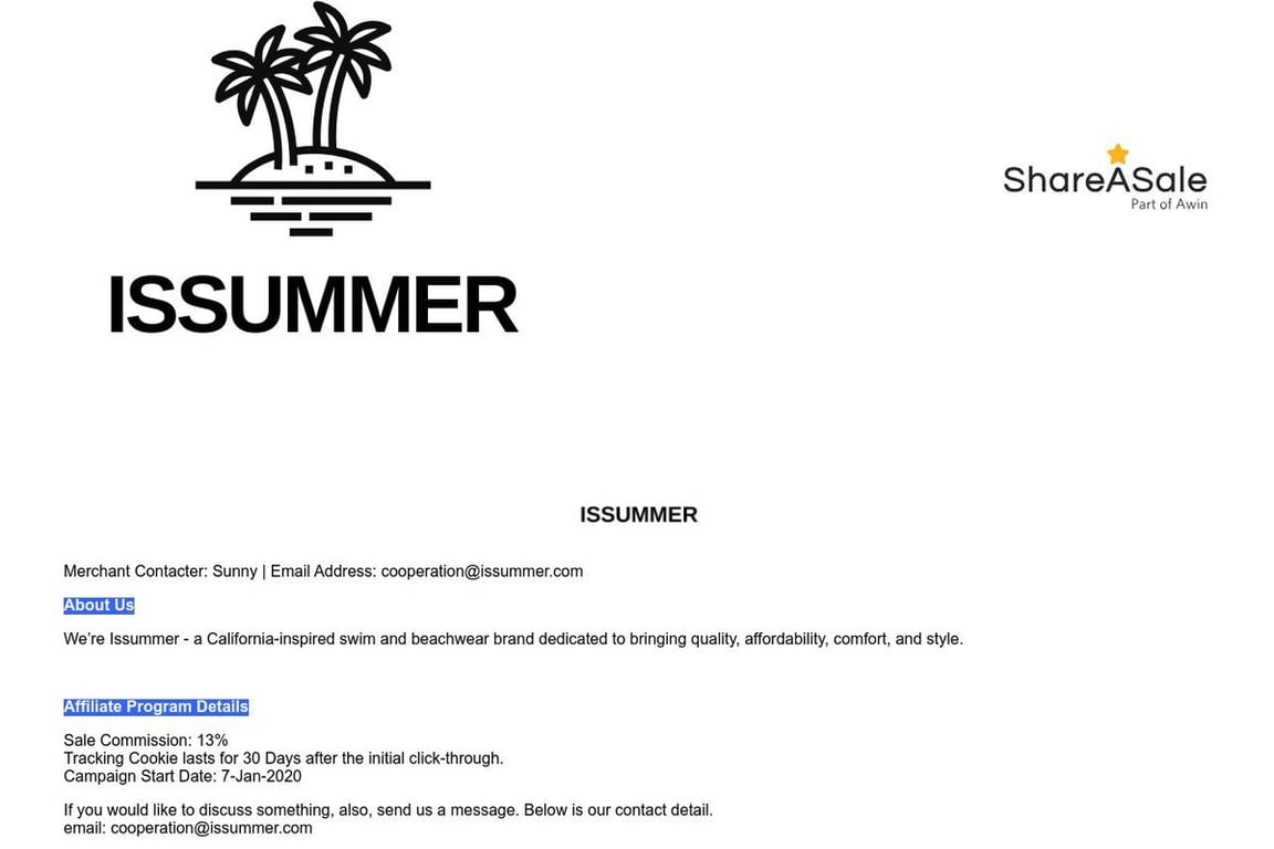 Issummer affiliate program signup page