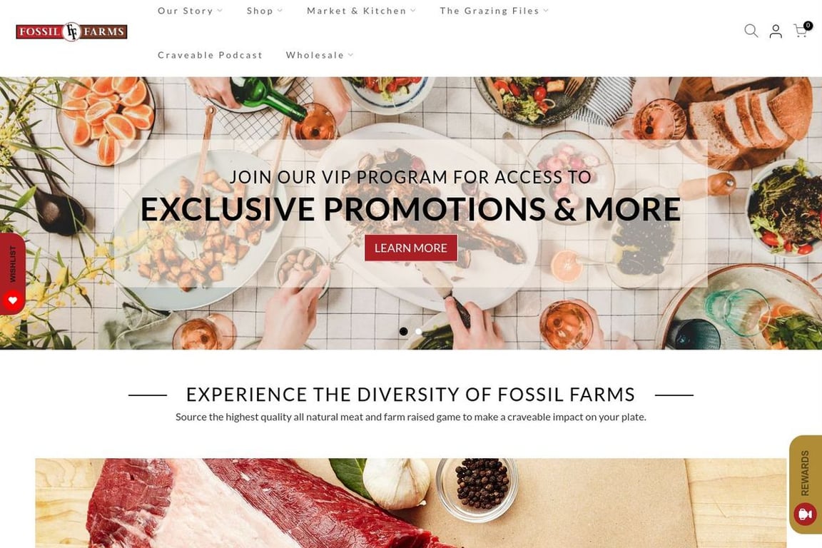 Fossil Farms homepage