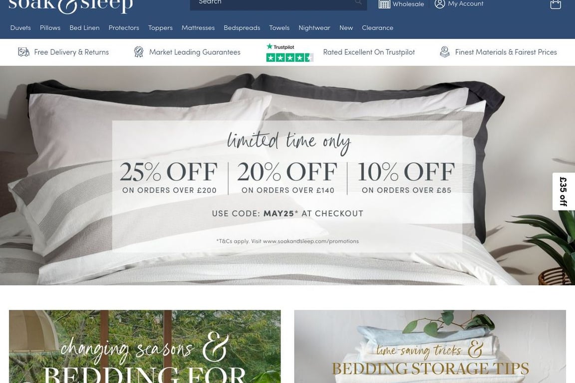 Soak & Sleep homepage