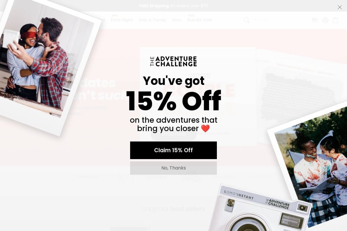 The Adventure Challenge homepage