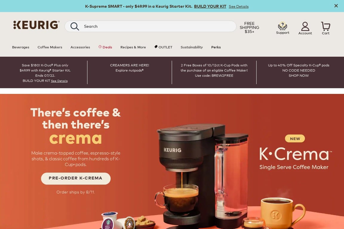 Keurig homepage