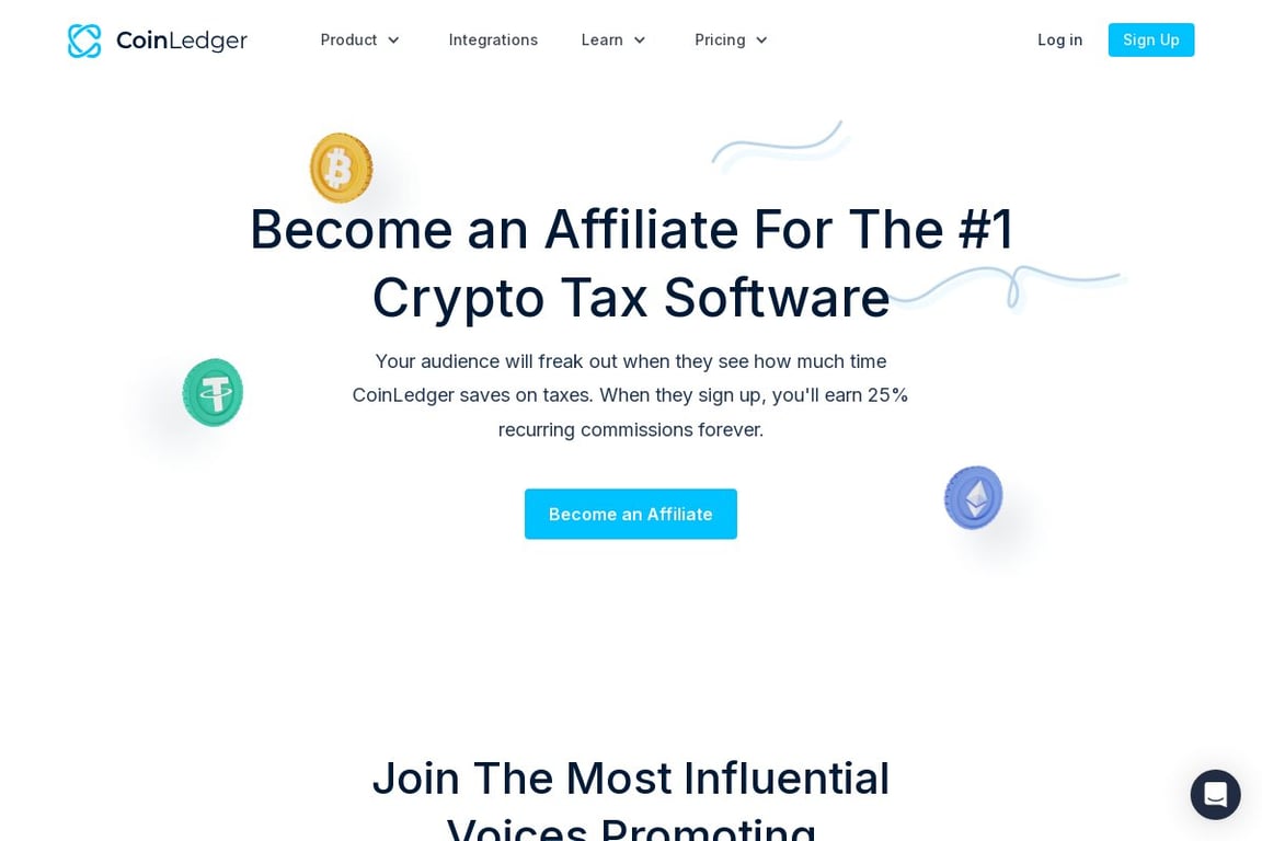 CryptoTrader.Tax affiliate program signup page