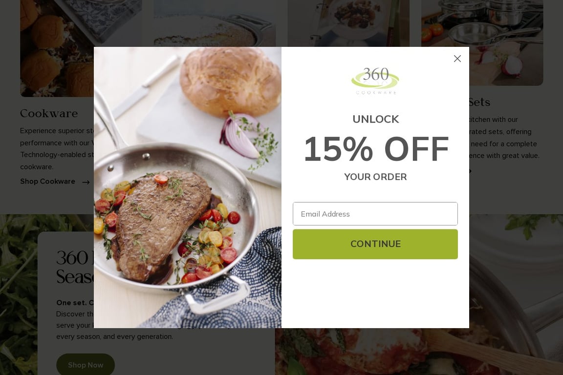 360 Cookware homepage