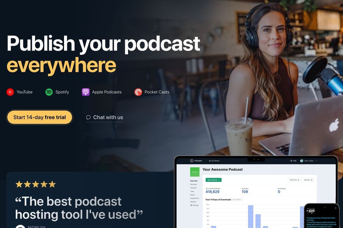 Transistor Podcast Hosting homepage