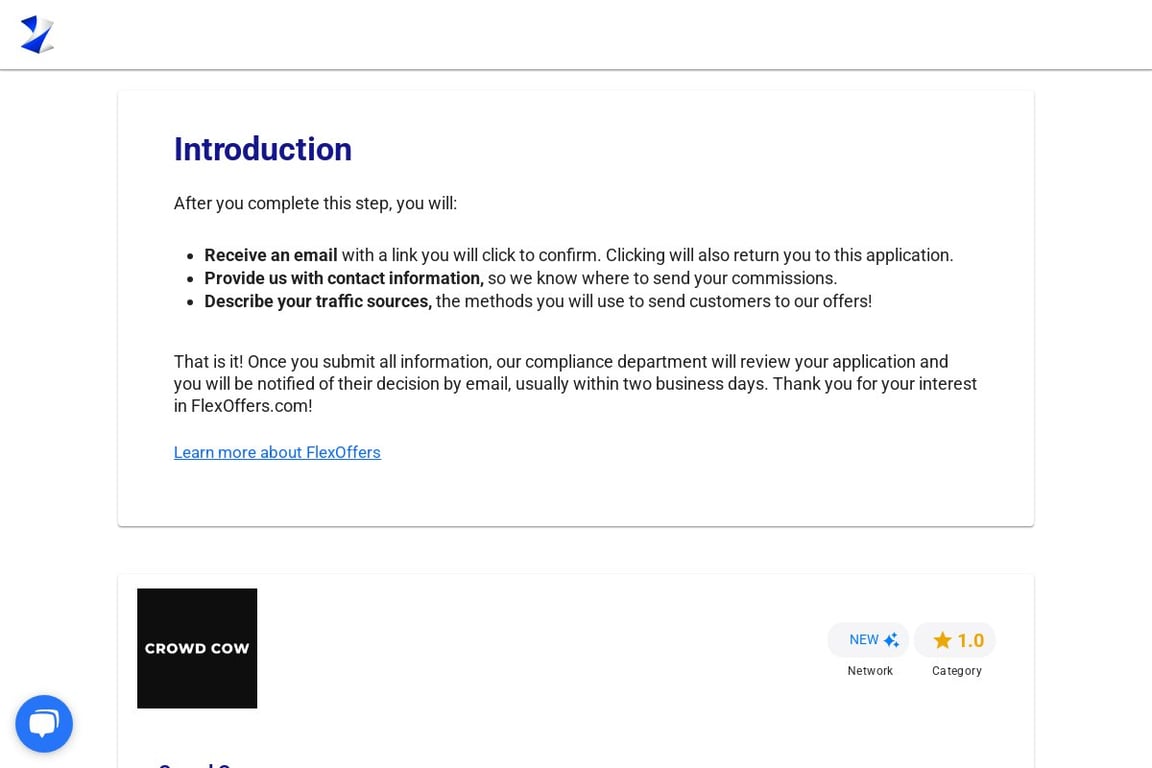 Crowd Cow affiliate program signup page