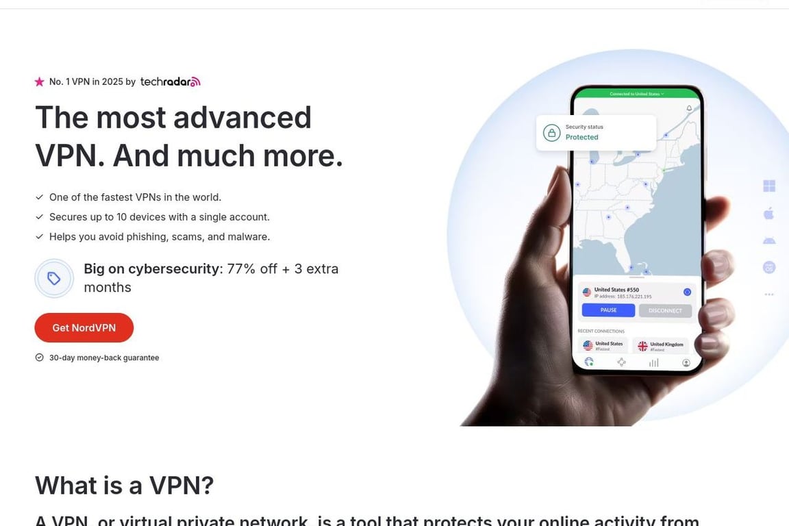 NordVPN homepage