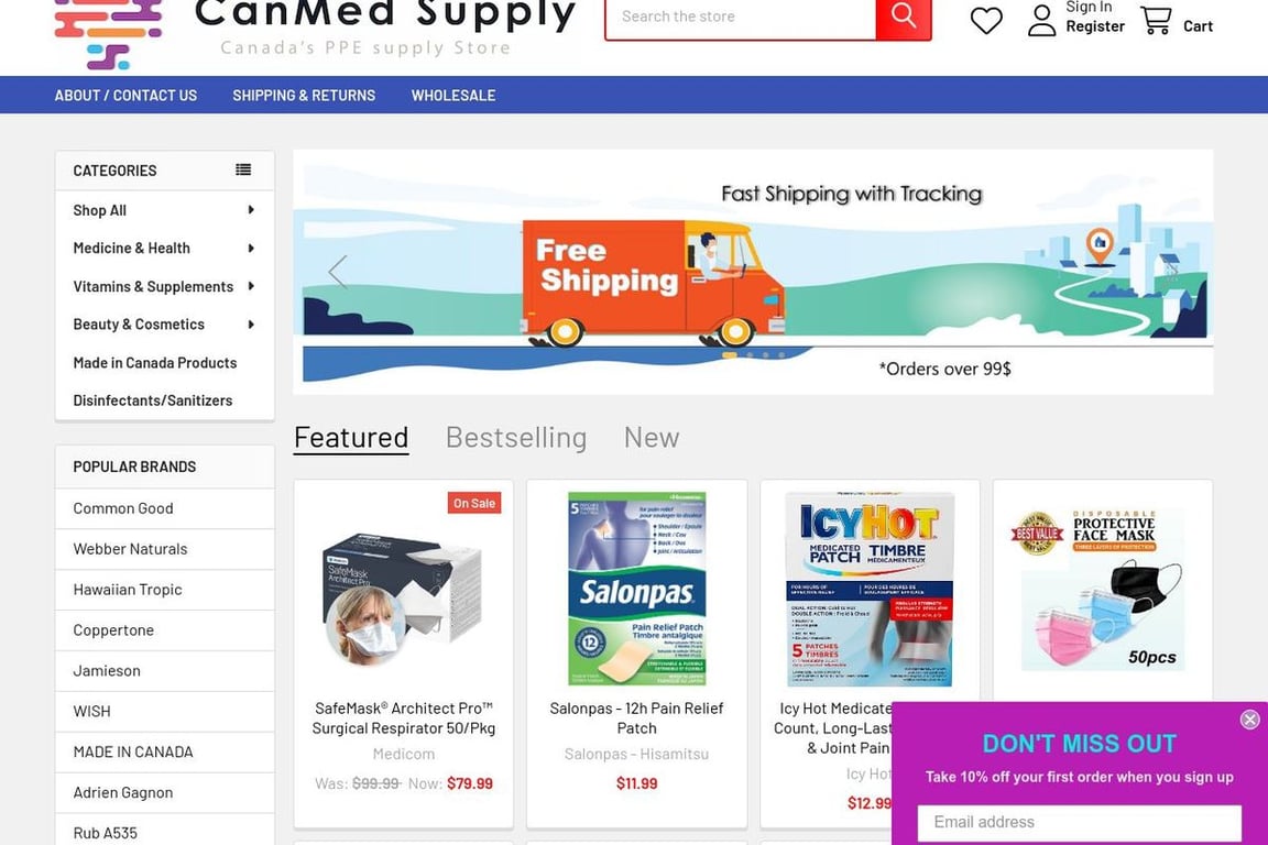 CanMed Supply homepage
