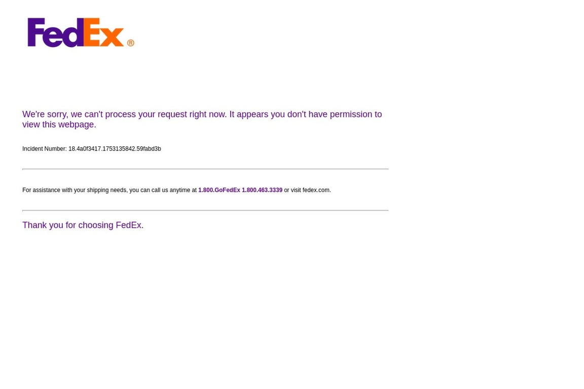 FedEx homepage