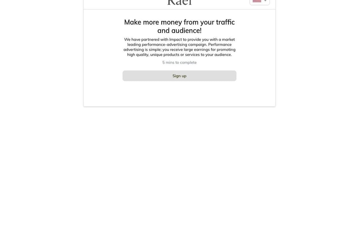 Rael affiliate program signup page