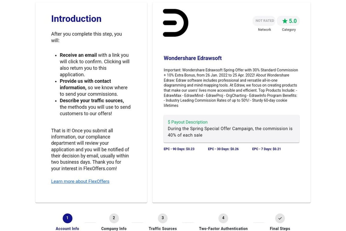 Wondershare Edrawsoft affiliate program signup page
