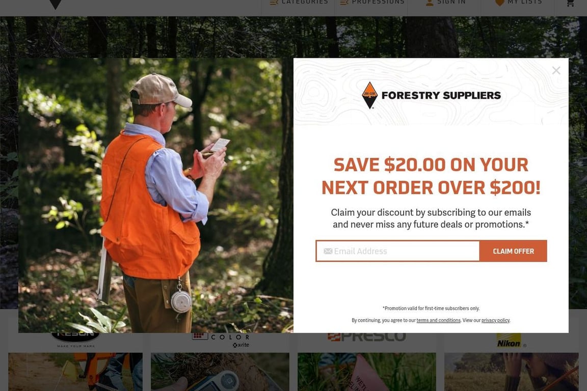 Forestry Suppliers homepage