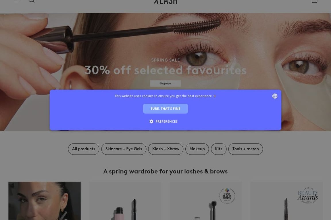 XLASH Cosmetics homepage