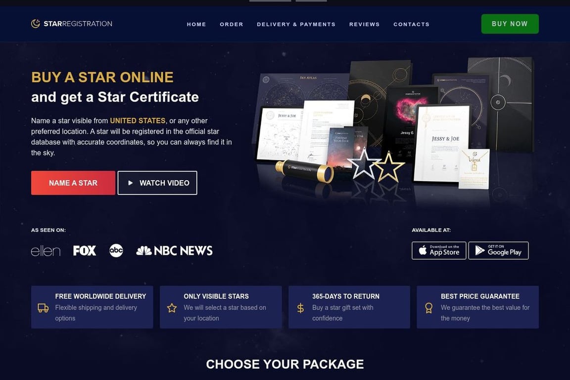 Star Register, SIA homepage