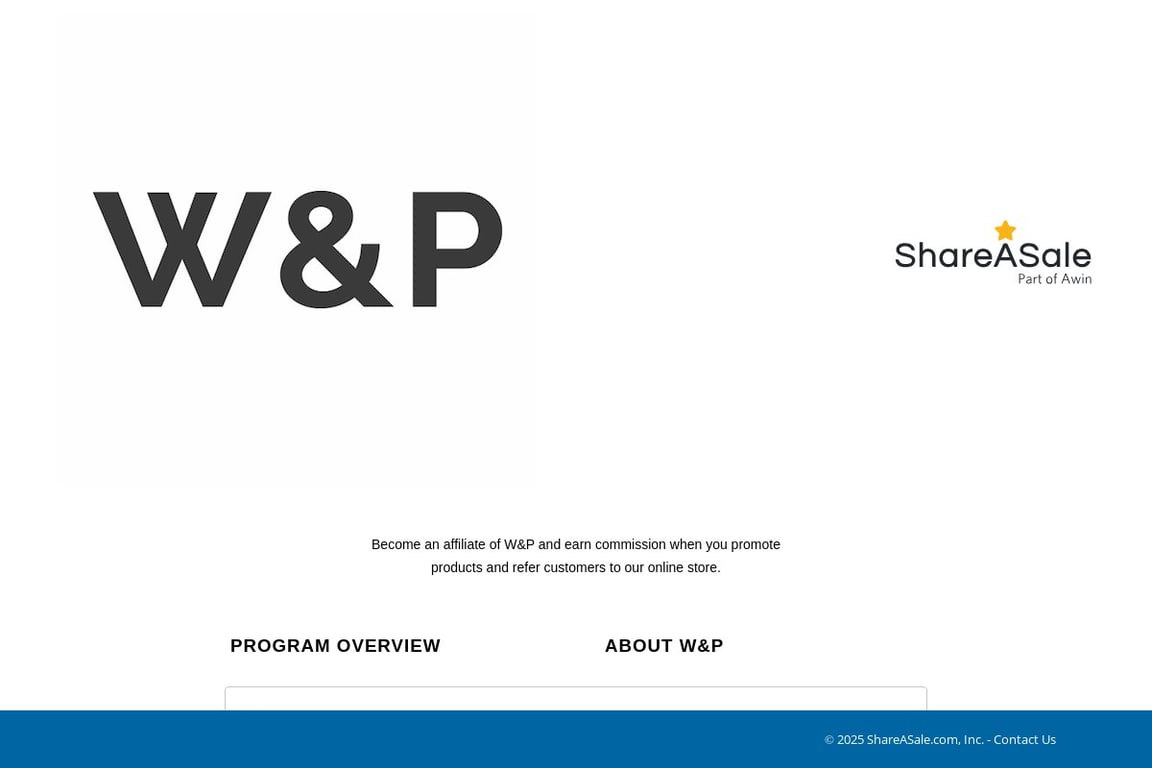 W&P affiliate program signup page