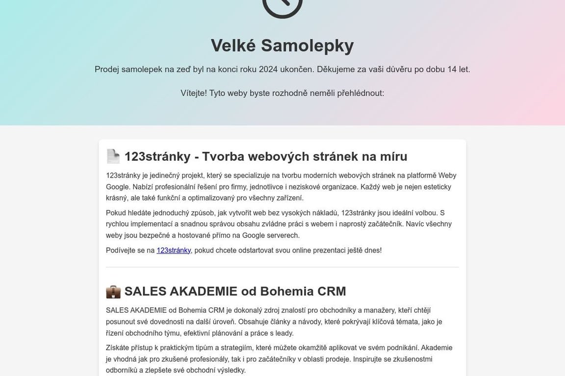 VelkéSamolepky homepage