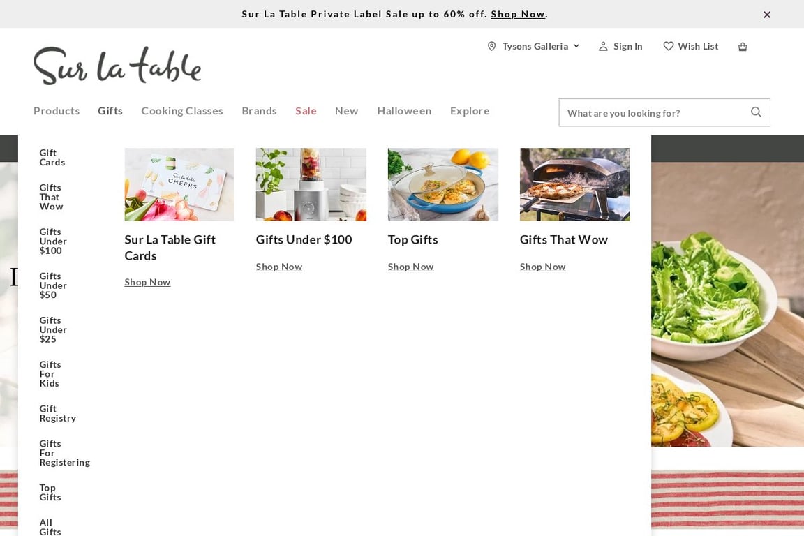 Sur La Table Preferred homepage