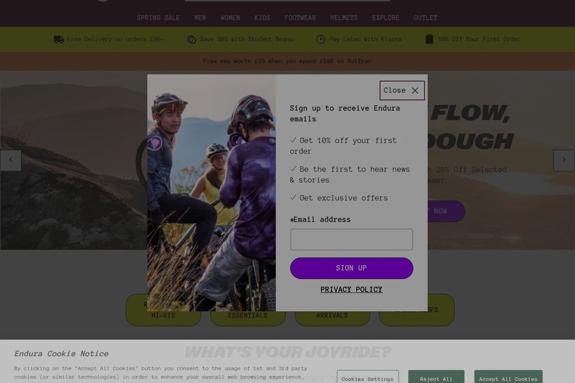 Endura UK homepage
