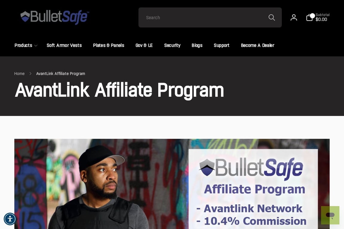 BulletSafe affiliate program signup page