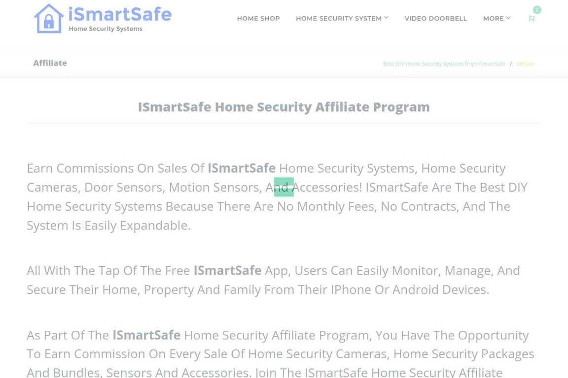 ISmartSafe affiliate program signup page